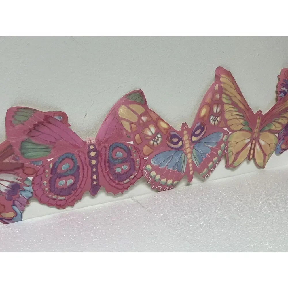 Butterflies Scalloped  Wall Border Juvenile Baby Nursery Pink #TR105314